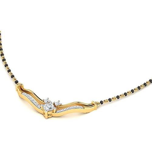 Divine Solitaires Contemporary Solitaire Diamond Mangalsutra Tanmaniya For Her MF3020 (Chain Not Included) | Diamond 0.21 Carats | J Colour | SI2 Clarity, 18kt Gold mount appx 1.90 gms