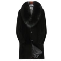 YJKIS Men Long Faux Fur Coat Fluffy Fur Collar Luxury Outerwear Winter Thicken Warm Overcoat Soft Jacket - Image 3