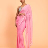 Suta Women's Plain Pure Cotton Saree Without Blouse| Pink Saree| Pink Cotton Saree Saree - Image 3