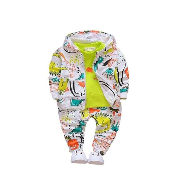 Googogaaga Boy's Cotton Printed Hoodie Sweatshirt with Joggers in White Baby Boys Clothing Set