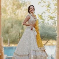 Zeel Clothing Women's Georgette Semi-Stitched Lehenga Choli White Wedding Bridal Free Size - Image 5