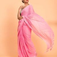 Suta Women's Plain Pure Cotton Saree Without Blouse| Pink Saree| Pink Cotton Saree Saree - Image 5