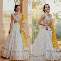 Zeel Clothing Women's Georgette Semi-Stitched Lehenga Choli White Wedding Bridal Free Size - Image 4