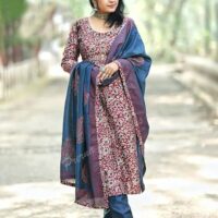 GoSriKi Women's Rayon Blend Straight Printed Kurta with Pant & Dupatta - Image 3