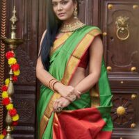 KARAGIRI Womens Silk Pista Saree With Blouse Piece - Image 3