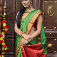 KARAGIRI Womens Silk Pista Saree With Blouse Piece - Image 5