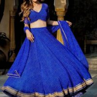 Zeel Clothing Women's Leheriya Print Pure Georgette New Semi Stitched Lehenga Choli With Dupatta (Latest-Stylish-Wedding-Designer-New) - Image 6