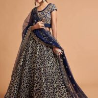 Zeel Clothing Women's Net Embroidered Semi-Stitched New Lehenga Choli with Dupatta (7311-Blue-Wedding-Girlish-Latest-Lehenga; Free Size) - Image 2