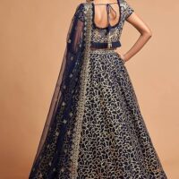 Zeel Clothing Women's Net Embroidered Semi-Stitched New Lehenga Choli with Dupatta (7311-Blue-Wedding-Girlish-Latest-Lehenga; Free Size) - Image 5