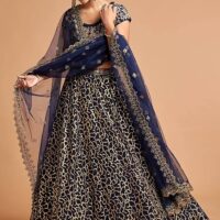 Zeel Clothing Women's Net Embroidered Semi-Stitched New Lehenga Choli with Dupatta (7311-Blue-Wedding-Girlish-Latest-Lehenga; Free Size) - Image 3